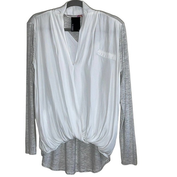 ANTHROPOLOGIE DOLAN WOMEN'S DRAPED WRAP FRONT LONG SLEEVE TOP SIZE S - Picture 1 of 5